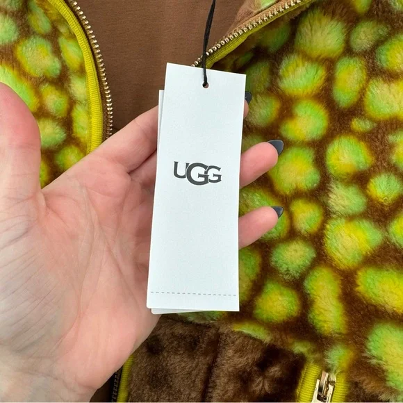 Ugg‎ Women’s XL Marlene Jacket Faux For Green Brown Pullover Jacket NWT